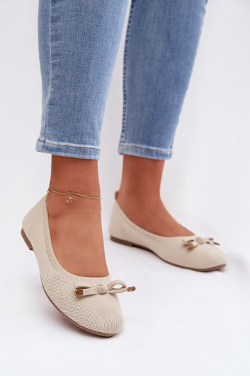 Ballerinas mit Bändern Beige Amelivra 2