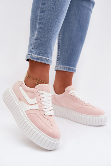 Sneakers model schoenen Dames met platformvan eco-suèdeu roze Cadrina 2