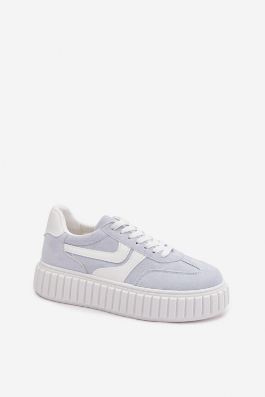 Chaussures modèle baskets Féminin avec une plateformeen daim écologiqueu bleu clair Cadrina