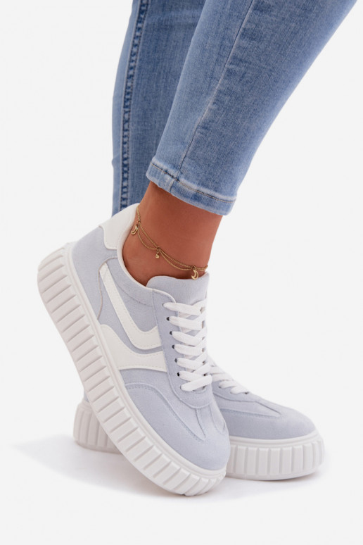 Sneakers Stilvollllschuhe Feminin mit einer Plattformaus Öko-INildlederu hellblau Cadrina