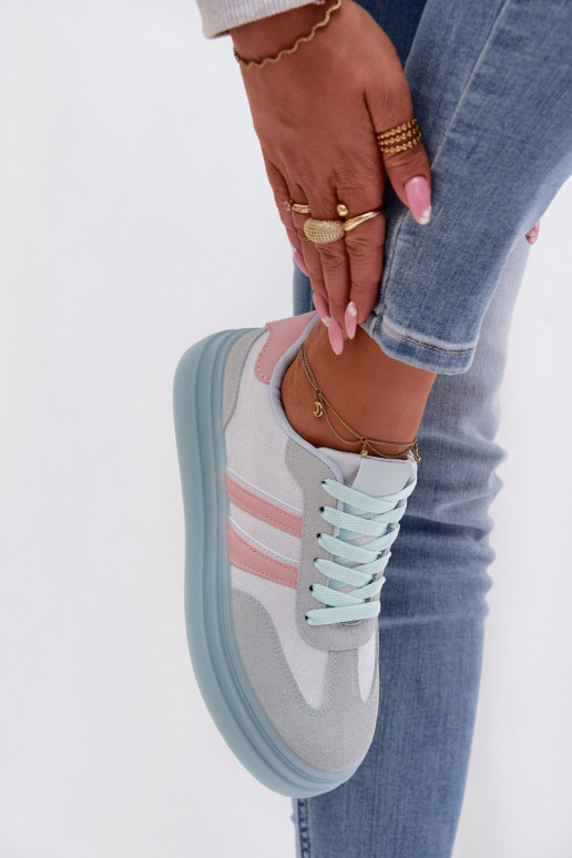 Chaussures modèle baskets Féminin avec une plateforme couleur bleue Galleria