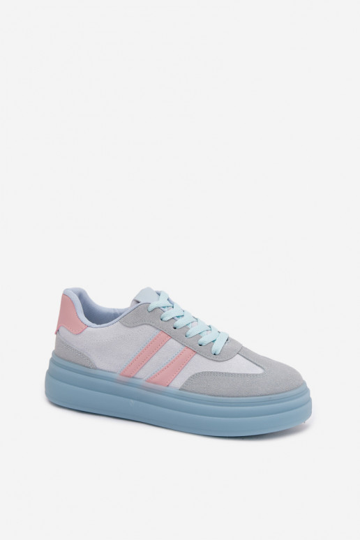 Sneakers Stilvollllschuhe Feminin mit einer Plattform blaue Farbe Galleria