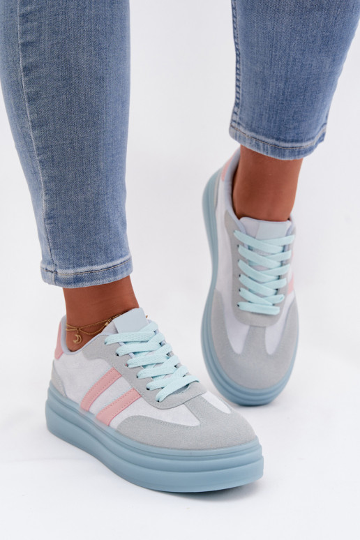 Chaussures modèle baskets Féminin avec une plateforme couleur bleue Galleria