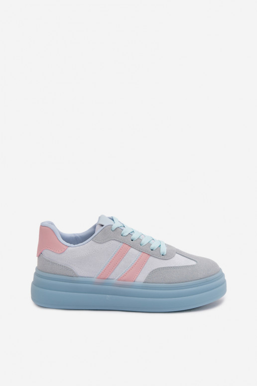 Sneakers Stilvollllschuhe Feminin mit einer Plattform blaue Farbe Galleria