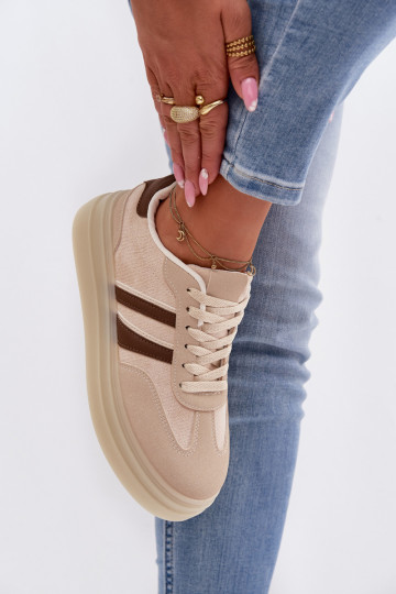 Sneakers Stilvollllschuhe Feminin mit einer Plattform Beige Galleria