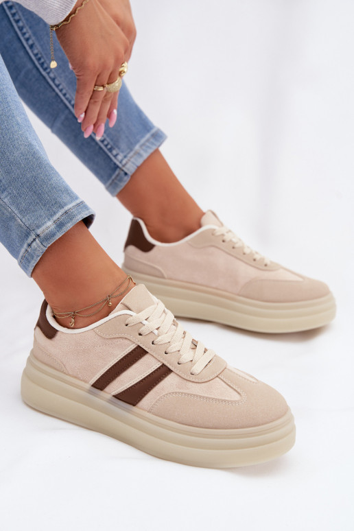 Sneakers model schoenen Dames met platform beige Galleria