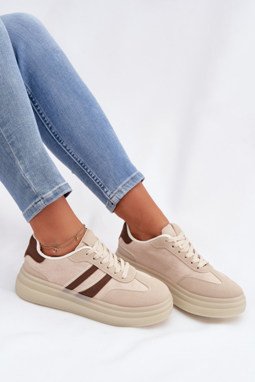 Chaussures modèle baskets Féminin avec une plateforme beige Galleria