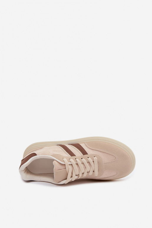Sneakers Stilvollllschuhe Feminin mit einer Plattform Beige Galleria