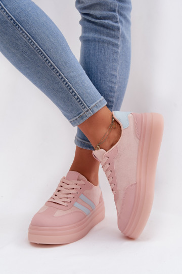 Sportliche Damenschuhe mit Plateau, rosa, Galleria