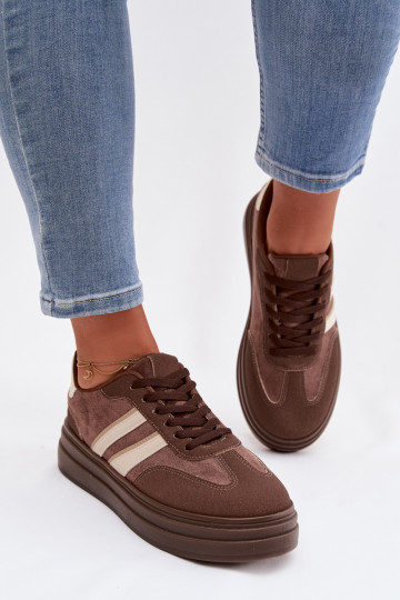 Chaussures modèle baskets Féminin avec une plateforme marron Galleria