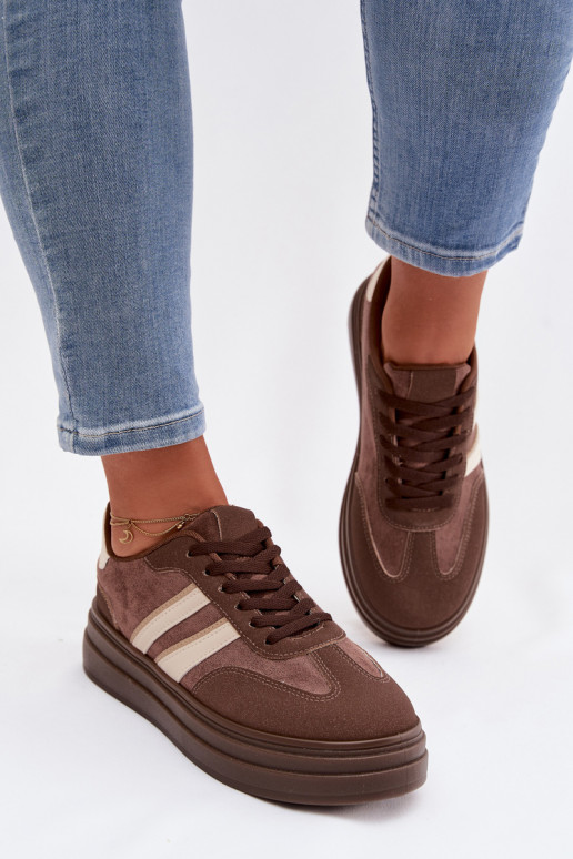 Sneakers model schoenen Dames met platform bruine kleur Galleria