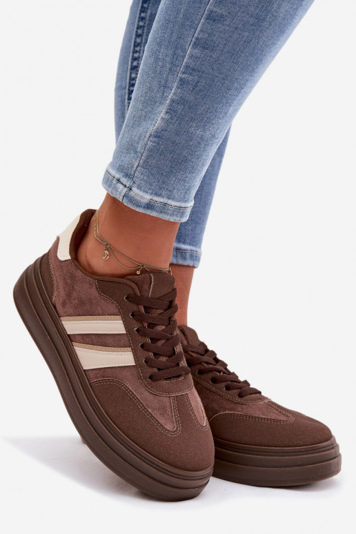 Sneakers model schoenen Dames met platform bruine kleur Galleria