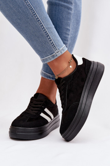 Sportliche Damenschuhe mit Plateau, schwarz, Galleria 2