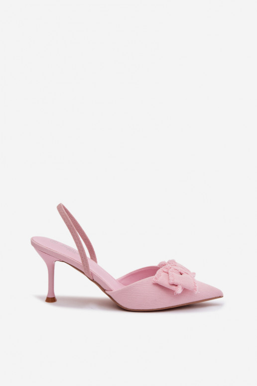 Sandales pour femmes avec des talons fins avec des rubans couleur rose Hestia
