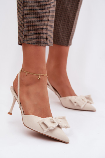 Sandales pour femmes avec des talons fins avec des rubans couleur ivoire Hestia