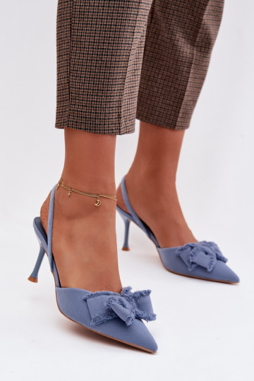 Dames sandalen met dunne hakken met linten blauIn Hestia 2