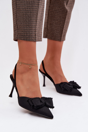 Sandales pour femmes avec des talons fins avec des rubans couleur noire Hestia