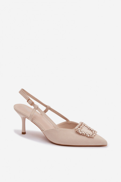 Sandales pour femmes avec des talons fins avec des ornements couleur ivoire Ismeria