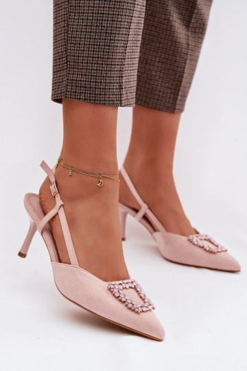 Sandales pour femmes avec talons fins et ornements, roses, Ismeria 2