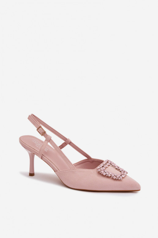 Sandales pour femmes avec des talons fins avec des ornements couleur rose Ismeria
