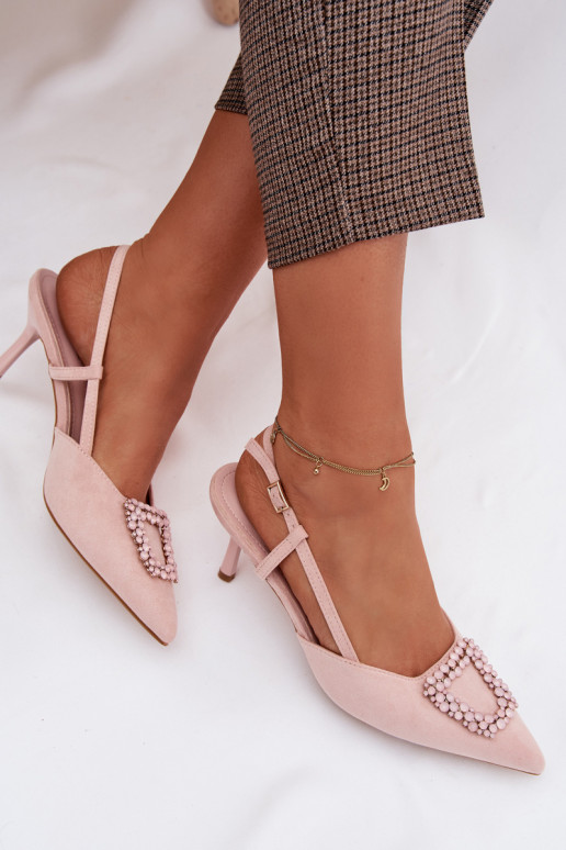 Sandales pour femmes avec des talons fins avec des ornements couleur rose Ismeria