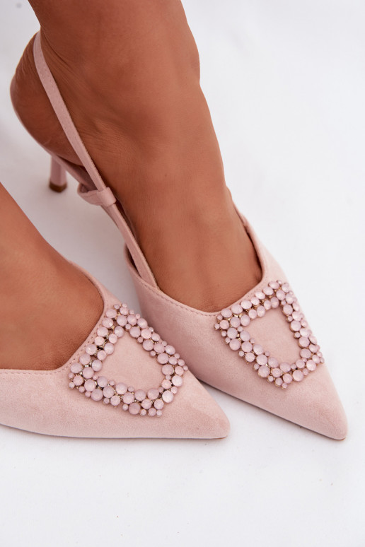 Sandales pour femmes avec des talons fins avec des ornements couleur rose Ismeria