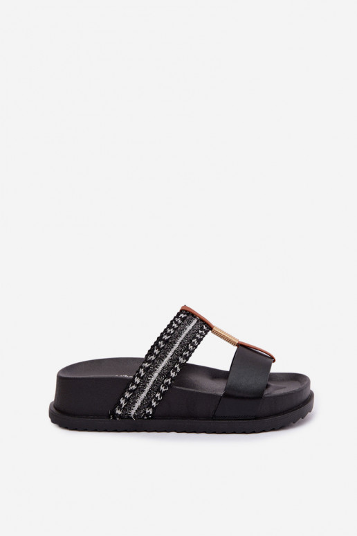 Damespantoffels met platform Met Strepen I gouden kleurm Detalem zInart Tahlia