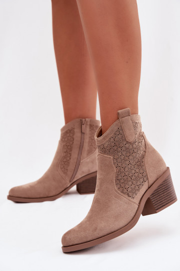 Bottes ajourées Féminin avec des talons S.Barski HY61-8013 beige