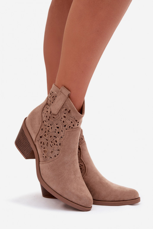 Durchbrochene Stiefel CoZuboy-Stil Feminin mit Absätzen S.Barski HY61-8012 Beige