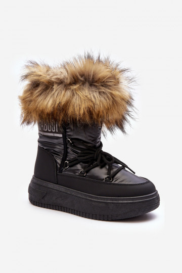 Bottes de neige pour femmes avec fourrure et plateforme couleur noire Įjungtabilla 2