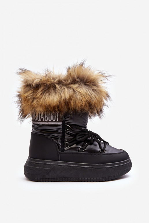 Bottes de neige Féminin avec un manteau de fourrure avec une plateforme couleur noire Activébilla