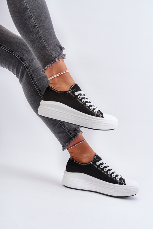 Freizeitschuhe mit einer Plattform schZuarze Farbe Amyete