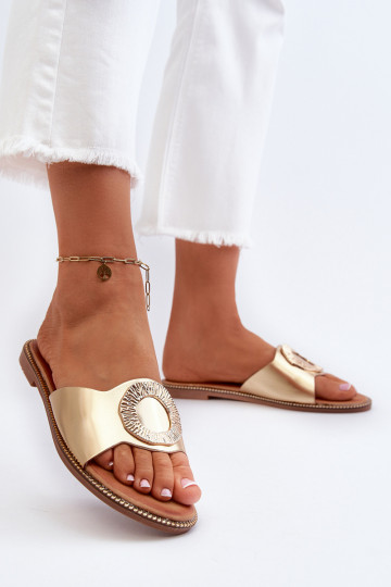 Pantoufles pour femmes avec des ornements couleur dorée Cilima 2