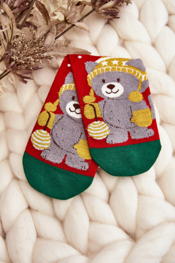 Dames kerstkousen met een teddybeer rood 2