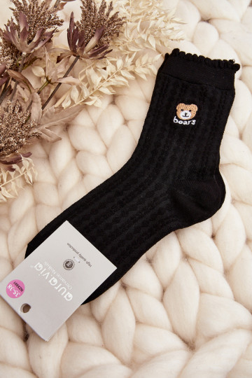 Muster Socken mit Teddybär schwarz