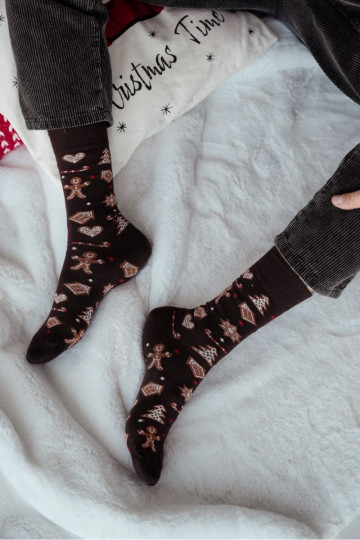 Chaussettes de Noël pour hommes couleur chocolat