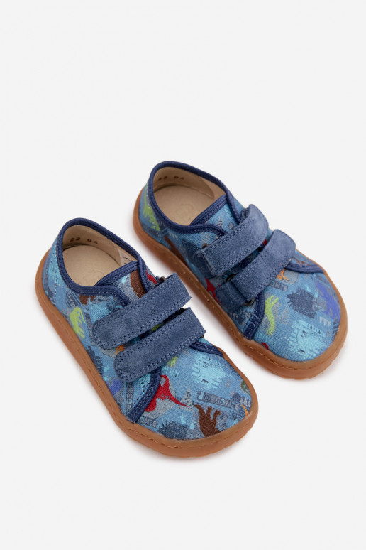 Slippers Kinderen Barefoot Dinosaurussen Froddo Canvas G1700440-15 blauIn