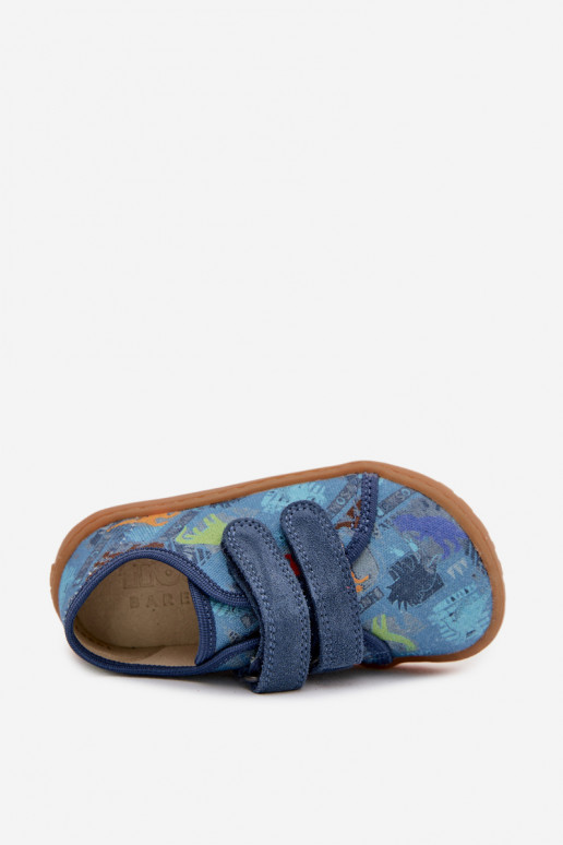 Chaussons Puéril Barefoot Dinosaures Froddo Canvas G1700440-15 couleur bleue