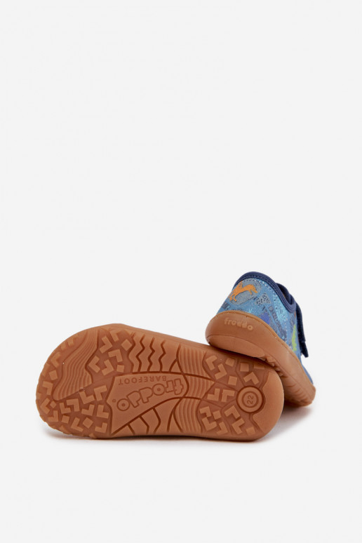 Chaussons Puéril Barefoot Dinosaures Froddo Canvas G1700440-15 couleur bleue