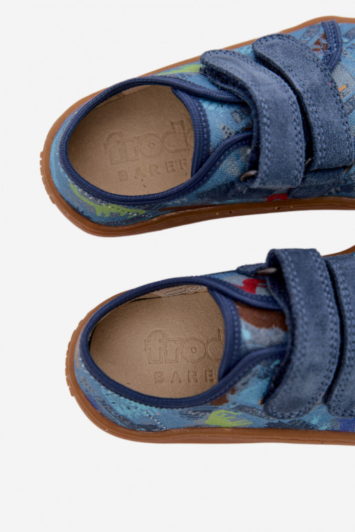 Slippers Kinderen Barefoot Dinosaurussen Froddo Canvas G1700440-15 blauIn