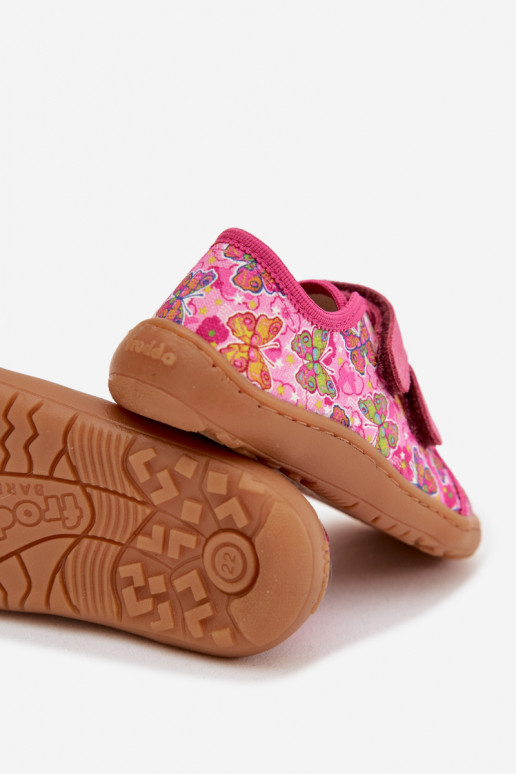 Slippers Kinderen Barefoot Vlinders Froddo Canvas G1700440-11 roze
