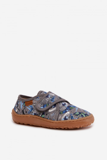 Pantoufles pour garçons avec fermetures Velcro Barefoot Surfer Froddo G1700438-7 couleur grise