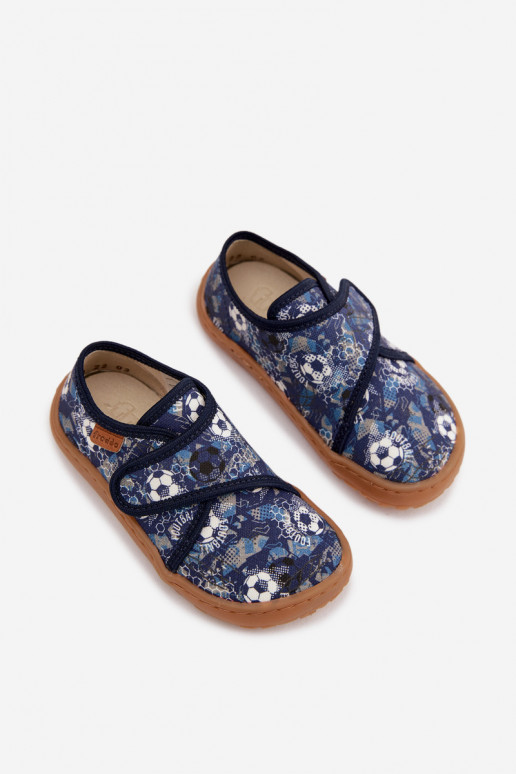 Chaussons Puéril garçons avec attaches adhésives Barefoot Des balles Froddo G1700438-6 bleu foncé