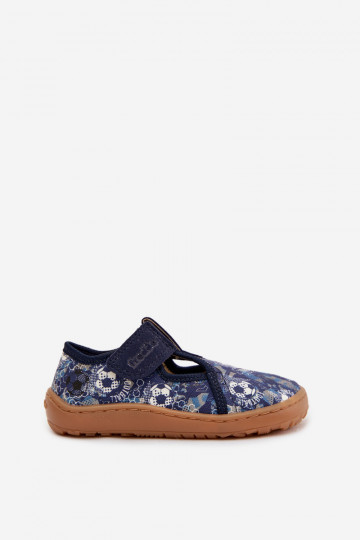 Pantoufles avec fermetures Velcro Barefoot avec des ballons Froddo Canvas G1700439-5 couleur bleue 2