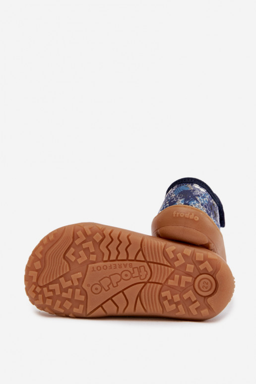 Slippers Kinderen met zelfklevende bevestigingsmiddelen Barefoot Ballen Froddo Cannvas G1700439-5 blauIn