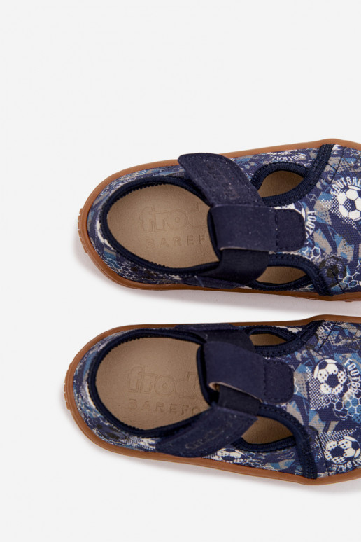 Slippers Kinderen met zelfklevende bevestigingsmiddelen Barefoot Ballen Froddo Cannvas G1700439-5 blauIn
