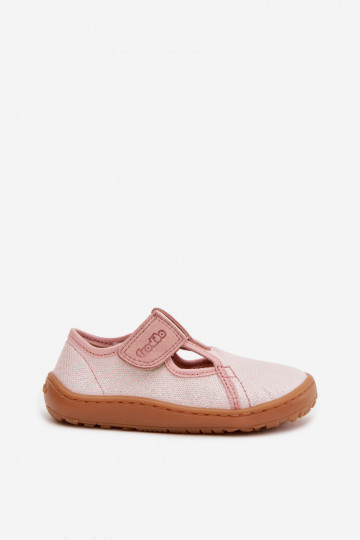 Pantoufles avec fermetures Velcro et brillant Barefoot Froddo Canvas G1700439-2 couleur rose 2