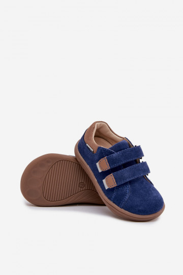 Leren barefoot kinderschoenen met reflectoren Bartek 8600366 in donkerblauw 2