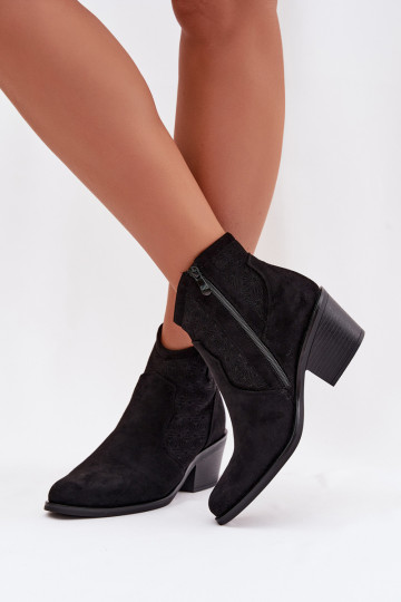 Bottines ajourées pour femmes avec talons S.Barski HY61-8013 couleur noire 2