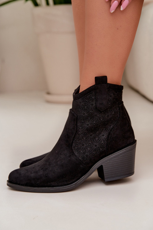 Durchbrochene Stiefel Feminin mit Absätzen S.Barski HY61-8013 schZuarze Farbe